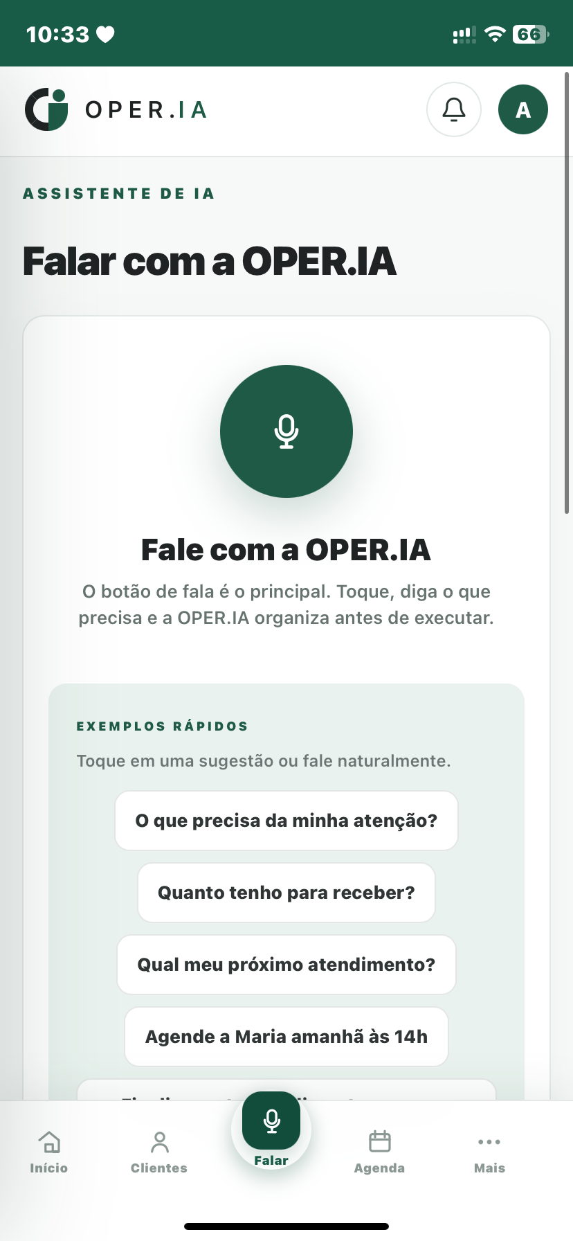Assistente de inteligência artificial da OPER.IA